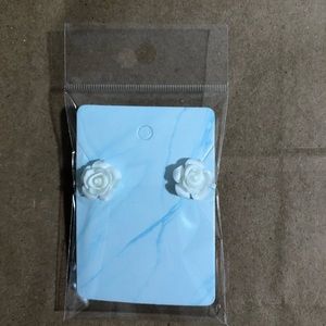 White Flower Stud Earrings
